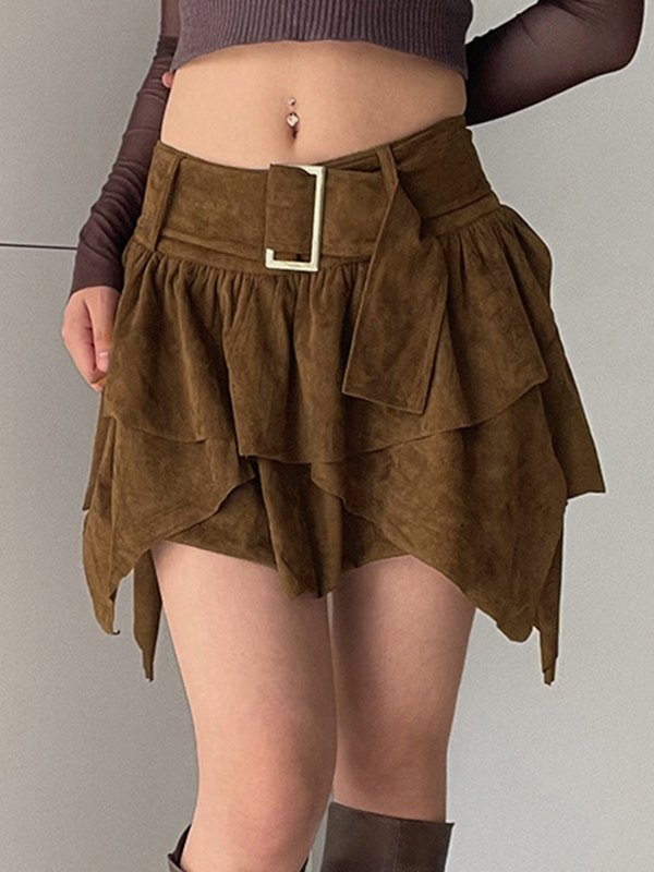 Mehrschichtige Retro-Miniröcke mit unregelmäßigem Saum-2