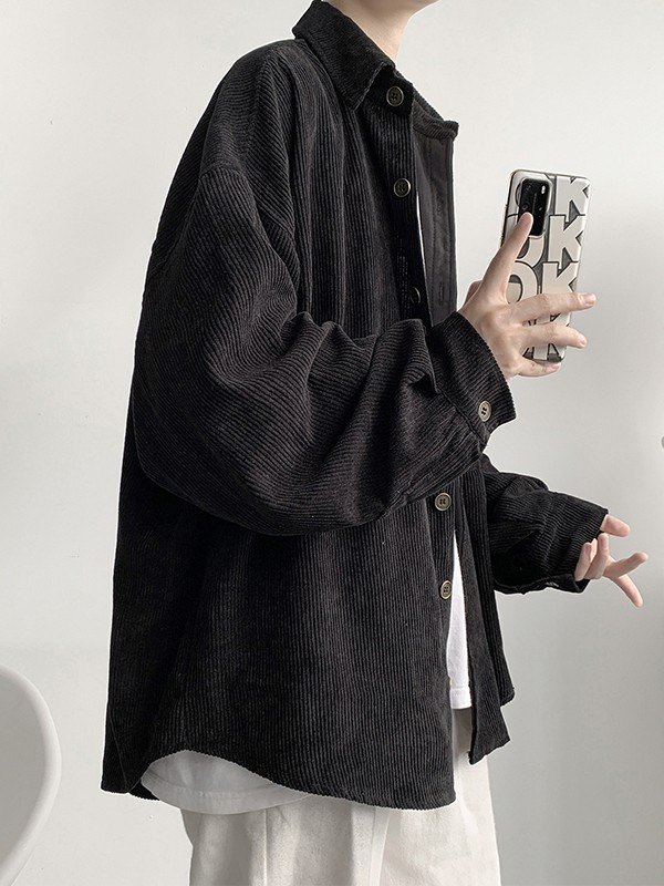 Cord-Langarmhemd mit Patch-Detail für Herren-2